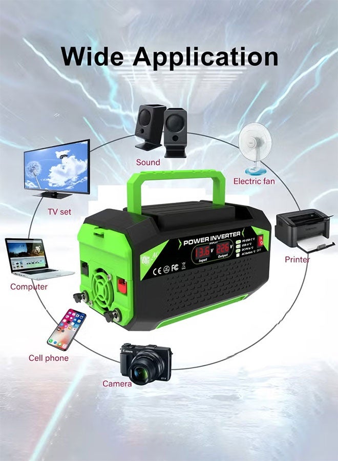 300W Car Power Inverter 12V DC to 220V–230V AC, Dual AC Outlets, 2 USB & 2 Type-C Ports, Portable Converter for Small Appliances - Image 5